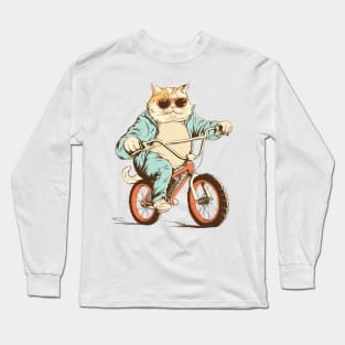 Fat Cat Riding a Bike Long Sleeve T-Shirt